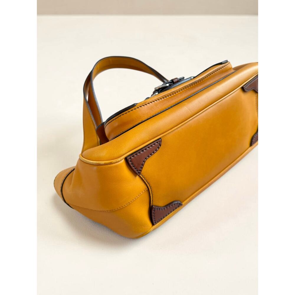 Prada Vitello Cuoio Vintage Cognac Brown Brogue Buckle Shoulder bag - Picture 10 of 11